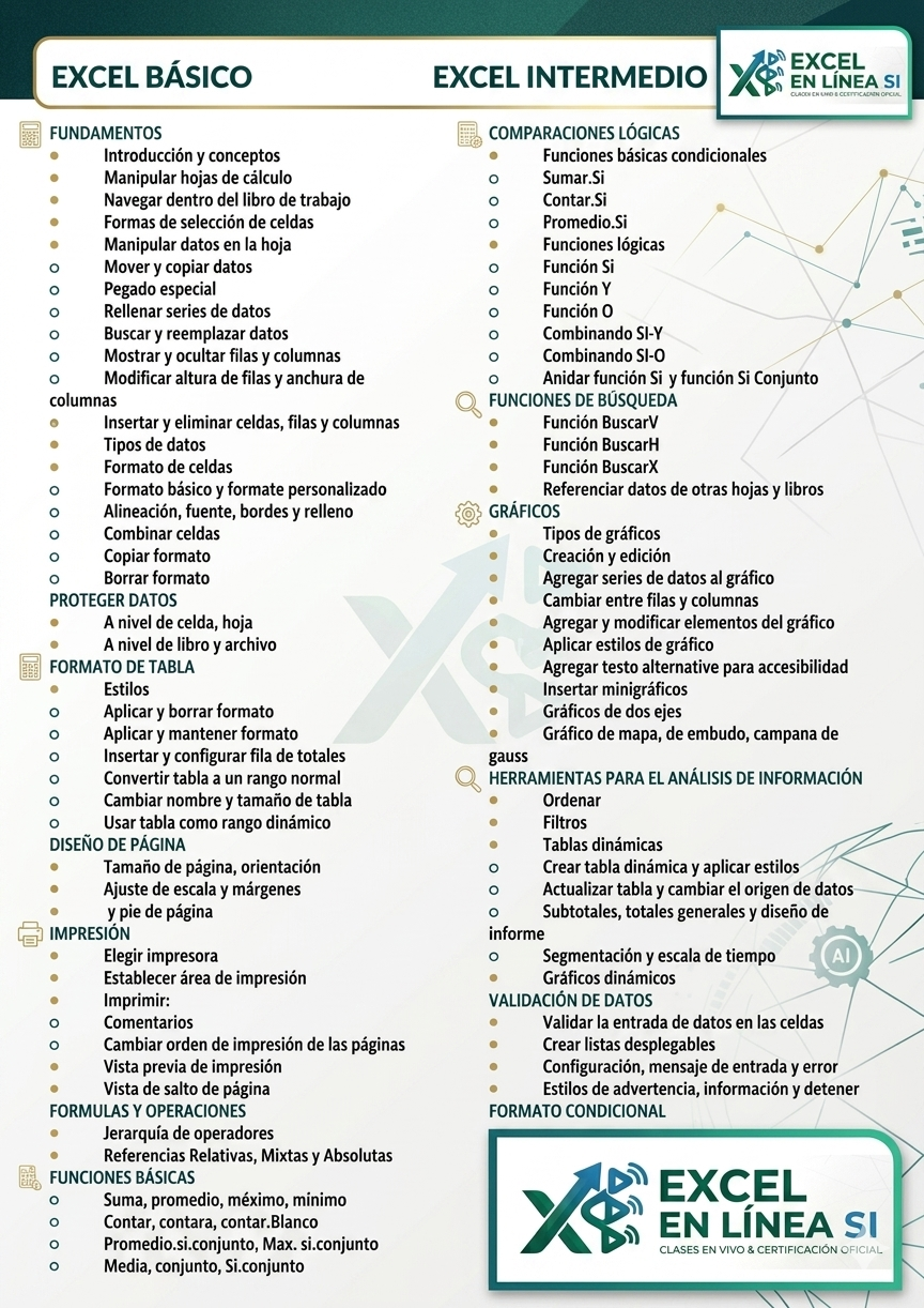 Temario Excel Básico e Intermedio